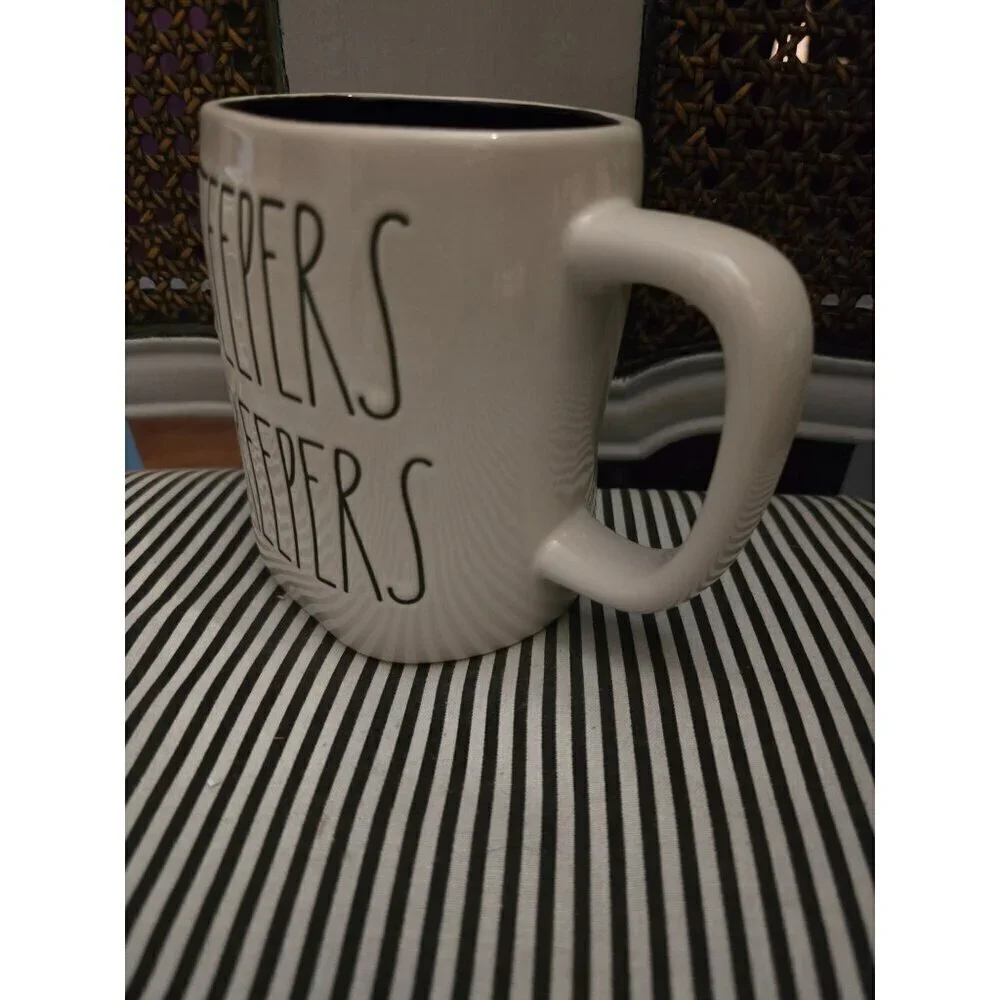 NWT Rae Dunn Halloween Jeepers Creepers Cat Icon Double Sided Mug